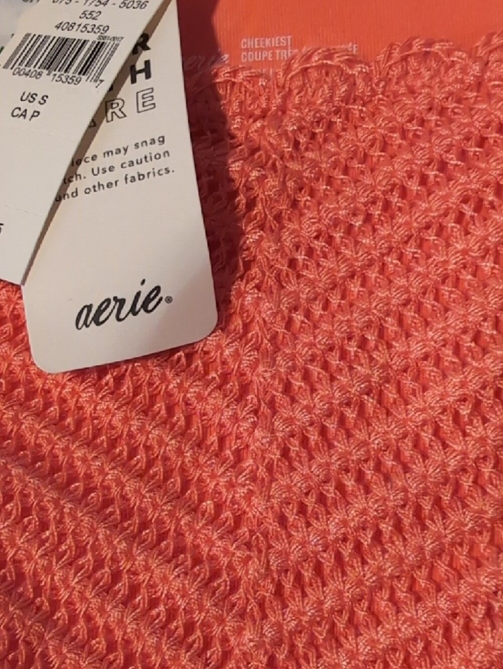 aerie Coral Crochet Triangle Bikini Set - Picture 5 of 7